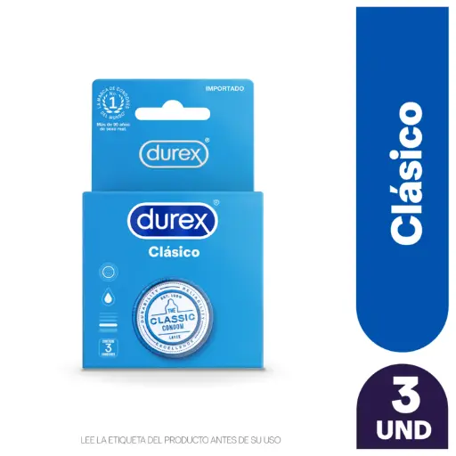 Durex Condoms Clasico - Condon Clasico 3Pack -5000